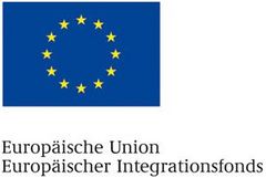 EU-Fahne mit Schriftzug Europäischer Integrationsfonds 