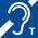 Blaues Symbol mit weißem Ohr und T für induktive Höranlagen