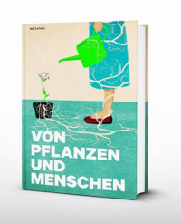 Cover des Begleitbuchs zur Ausstellung. Die Zeichnung zeigt die Beine einer Frau, die eine Blume gießt.