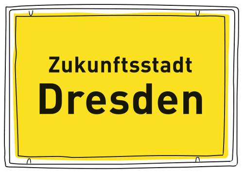 Logo Zukunftsstadt Dresden in schwarz und gelb
