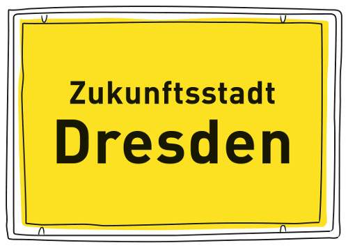 Logo Zukunftsstadt Dresden in schwarz und gelb